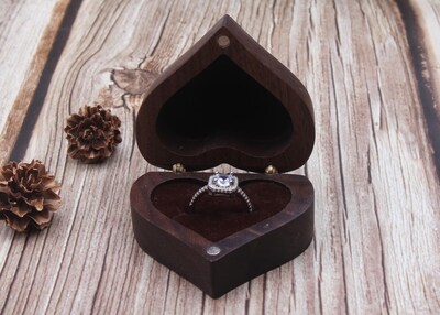 Personalised Couple Ring Box, Love Ring Box, Wooden Wedding Ring Box, Wooden Jewellery Box, Gifts for Bride, Anniversary Gift for Her - image2